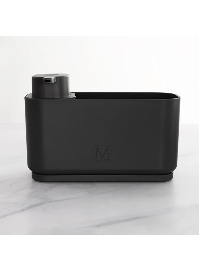 m-design Black Sink Organiser for Kitchen – Countertop Sponge Holder & Dishwashing Caddy – Multi-Compartment Sink Storage Rack for Soap, Sponges, Brushes & Cleaning Accessories - Image 3